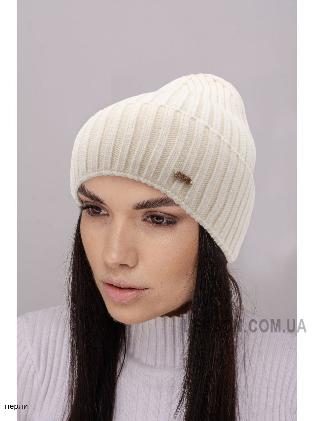 Жіноча шапка-ковпак з відворотом Манго