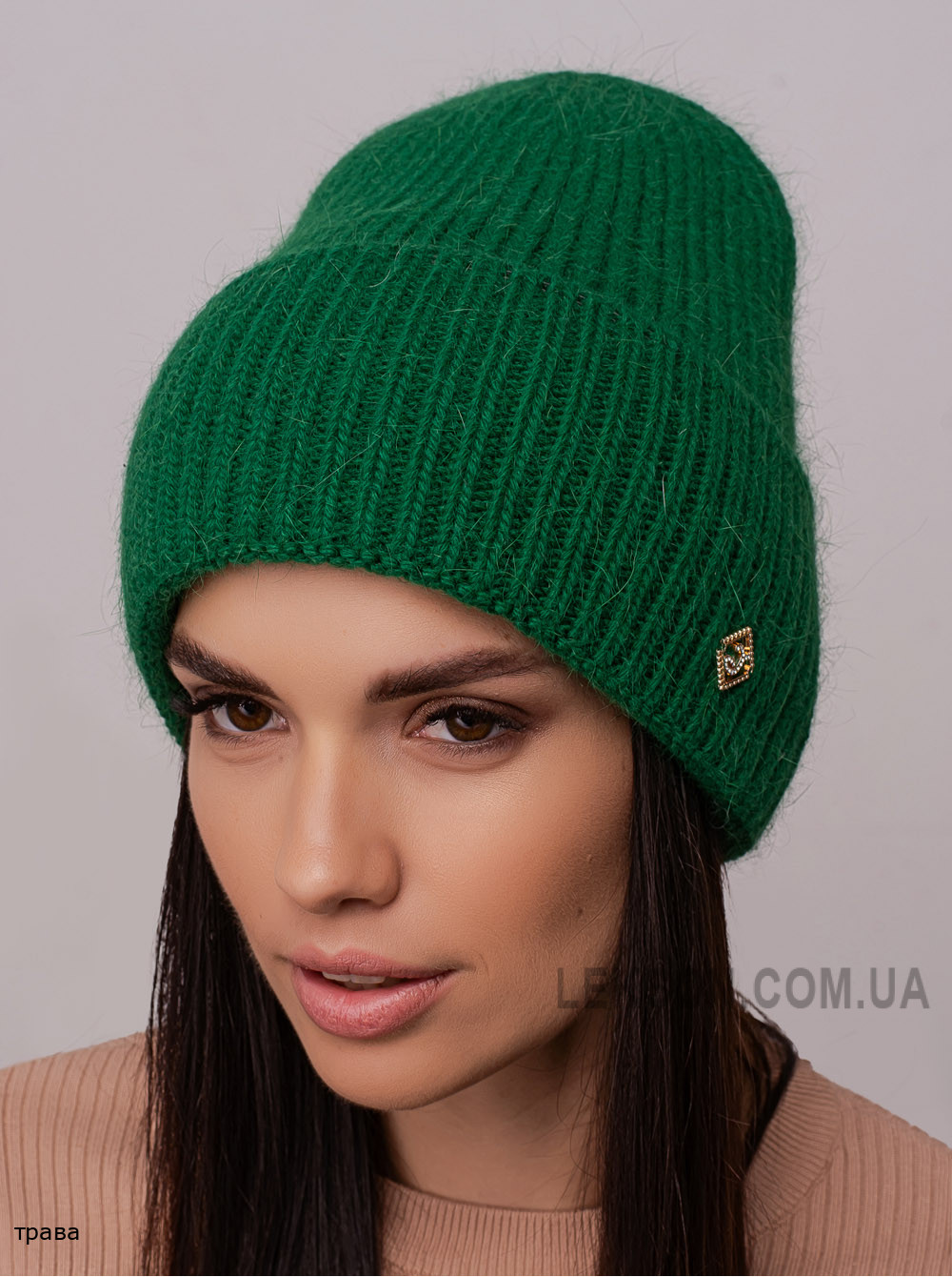 Женская шапка-колпак с отворотом Трюфель